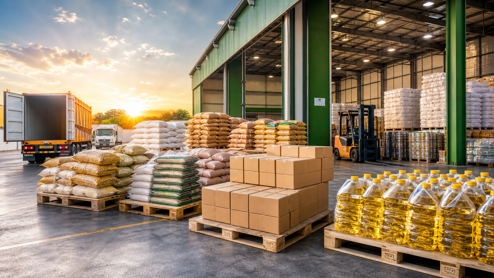 Bulk commodity distribution and dispatch area
